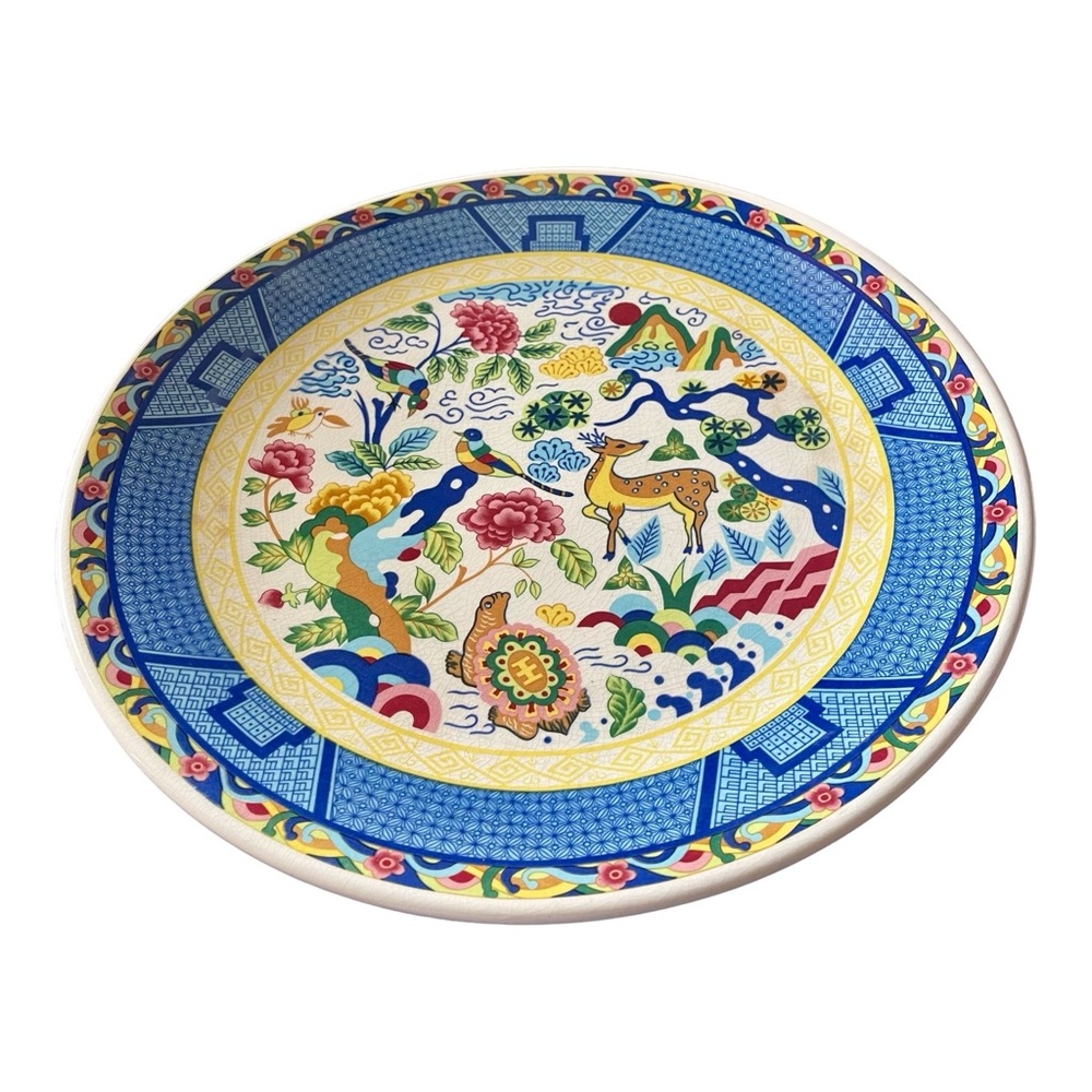 Vtg St James Hankook Korean Ceramic Lg 15” Imperial Palace Dish Multi Color Blue